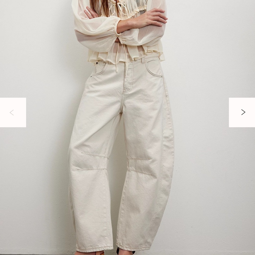 Free People Cream Wide Leg Pants